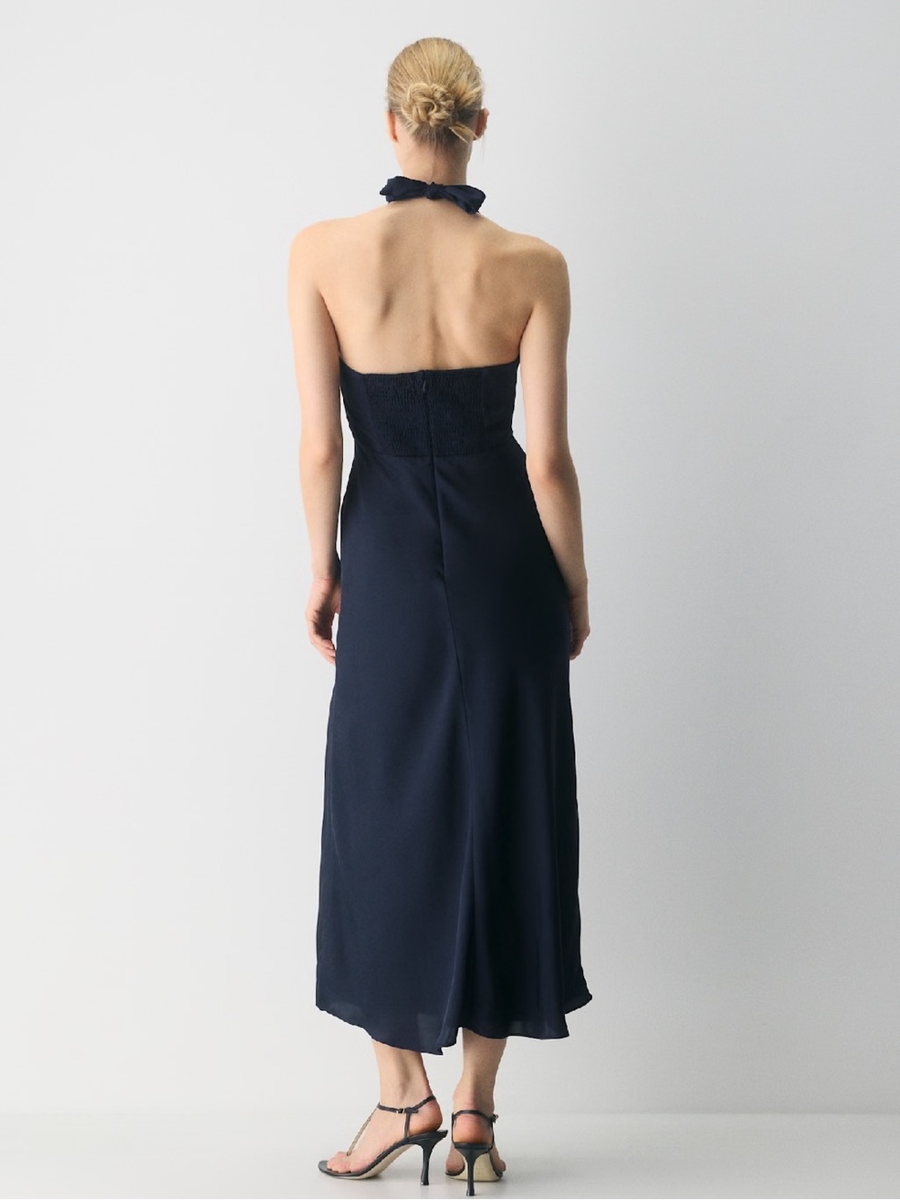 Nightscape Satin Halter Dress in Admiral - Picture 3 of 5